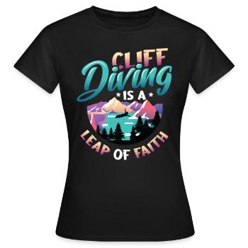 Le saut de falaise est un acte de foi - T-shirt Femme - noir - Devant - AI Model Female 172 dark (172cm)