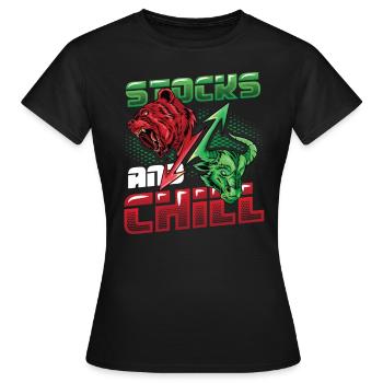 Stocks And Chill, Buy - Women's T-Shirt - black - Front - AI Model Female 172 dark (172cm)