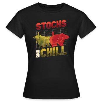 Stocks And Chill, Buy - Women's T-Shirt - black - Front - AI Model Female 172 dark (172cm)