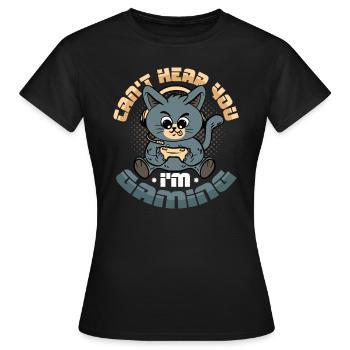 Je ne t’entends pas, je joue - T-shirt Femme - noir - Devant - AI Model Female 172 dark (172cm)