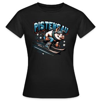 Skier Pig Pistensau Après-ski - Women's T-Shirt - black - Front - AI Model Female 172 dark (172cm)