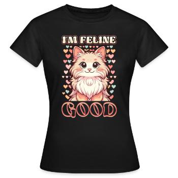 Drôle De Chat Dame, Chat Maman - T-shirt Femme - noir - Devant - AI Model Female 172 dark (172cm)