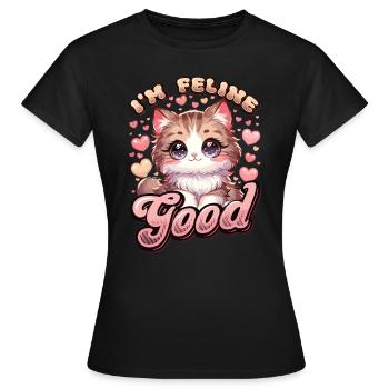 Drôle De Chat Dame, Chat Maman - T-shirt Femme - noir - Devant - AI Model Female 172 dark (172cm)