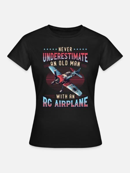 Alter Mann Mit Modellflugzeug - Frauen T-Shirt - Schwarz