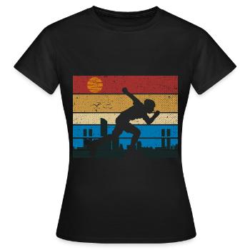 Retro rollerblading skater rollerblades skating - Women's T-Shirt - black - Front - AI Model Female 172 dark (172cm)