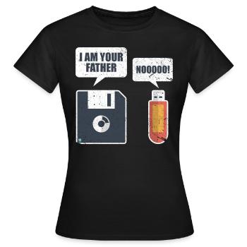 USB Floppy Disk Speicher Computer Nerd Geschenk - Frauen T-Shirt - Schwarz - Vorne - AI Model Female 172 dark (172cm)