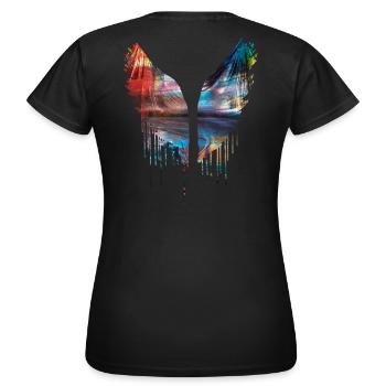 Angelwings,Ailes,Or,Ailes d’Ange,Métallique - T-shirt Femme - noir - Dos - AI Model Female 172 dark (172cm)