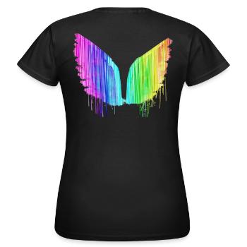 Angelwings,Ailes,Aquarelle,Ailes d’Ange,Coloré,LGBT - T-shirt Femme - noir - Dos - AI Model Female 172 dark (172cm)