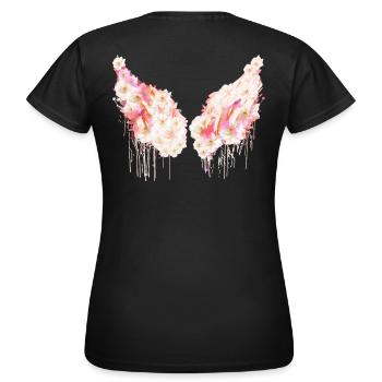 angelwings,flügel,magnolienl,blumen,engelsflügel - Frauen T-Shirt - Schwarz - Hinten - AI Model Female 172 dark (172cm)