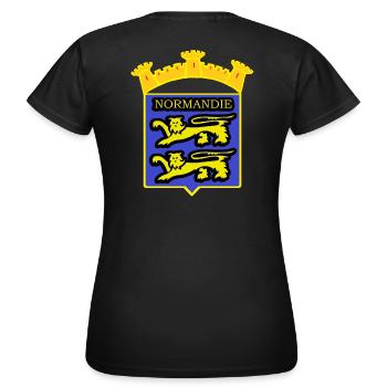 NORMANDY ABZEICHEN - Frauen T-Shirt - Schwarz - Hinten - AI Model Female 172 dark (172cm)