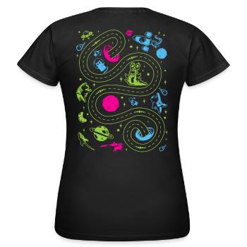 Outer Space Car Track Kids - Women's T-Shirt - black - Back - AI Model Female 172 dark (172cm)