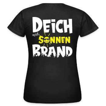 Deich und Sonnenbrand für Camping Urlaub - Frauen T-Shirt - Schwarz - Hinten - AI Model Female 172 dark (172cm)