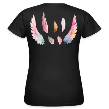 Plumages Colorés d'Aquarelle - T-shirt Femme - noir - Dos - AI Model Female 172 dark (172cm)