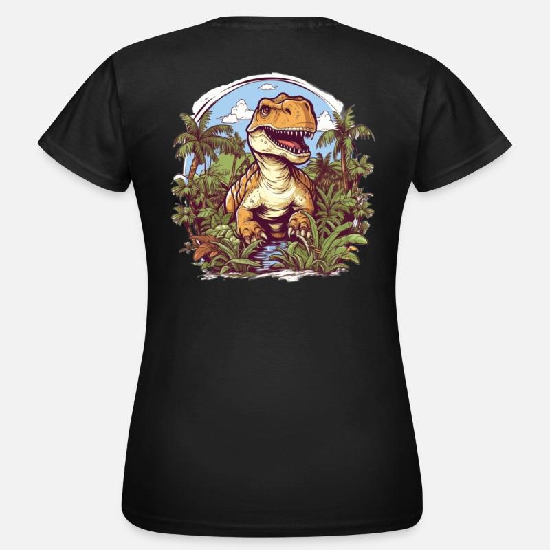 T-Rex Cartoon Jungle - Women's T-Shirt - black