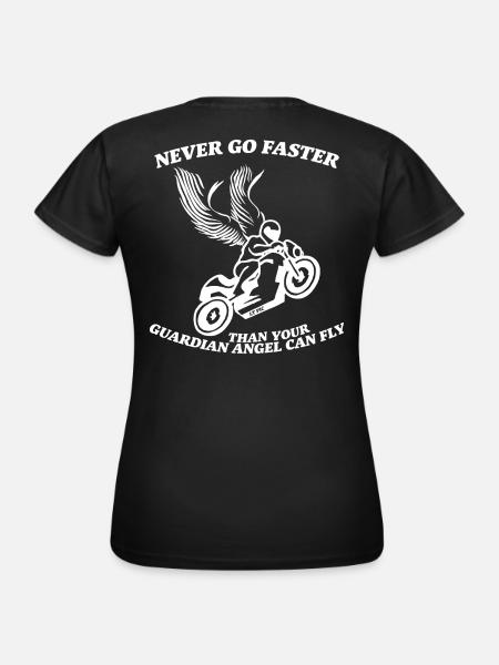 Never go faster than your guardian angel can fly - Women's T-Shirt - black