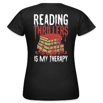 La lecture de thrillers est ma thérapie - T-shirt Femme - noir - Dos - AI Model Female 172 dark (172cm)