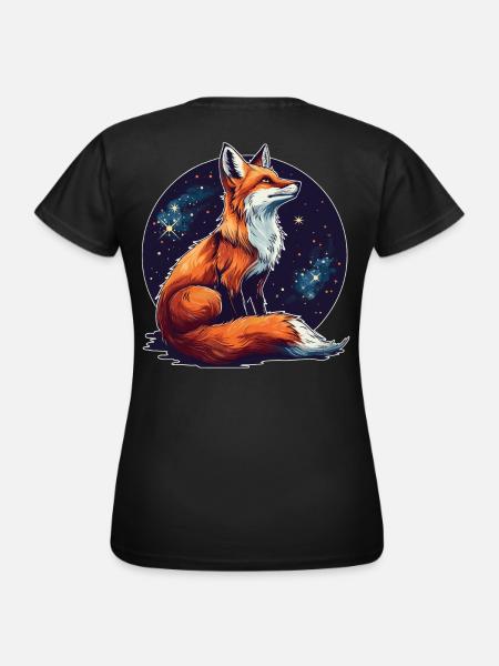 Fuchs mit Sternen - Frauen T-Shirt - Schwarz