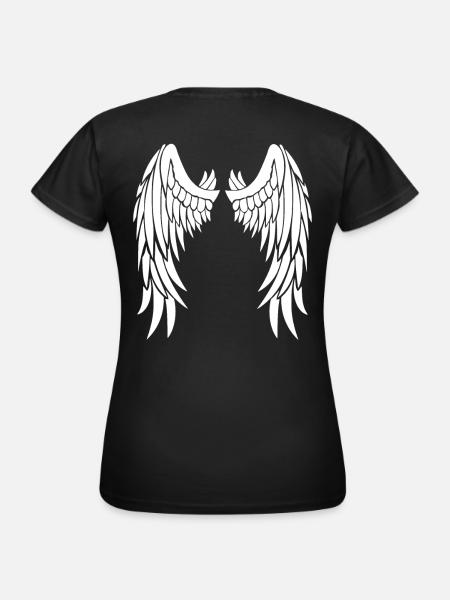 Ailes d’ange blanches sur le dos - T-shirt Femme - noir