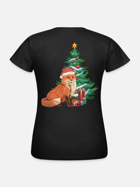 Fuchs Nikolaus Weihnachtsmann Santa Tannenbaum - Frauen T-Shirt - Schwarz