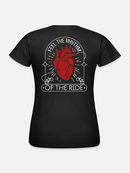 Feel the Rhythm – Fahrrad Herz Design - Dame-T-shirt - sort