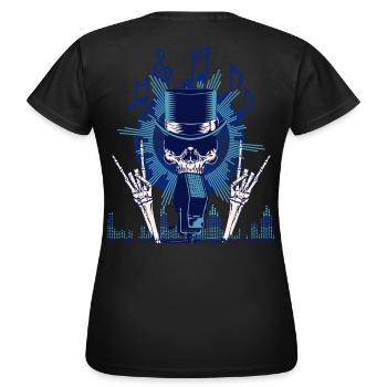 Crâne avec chapeau haut de forme et symboles musicaux - T-shirt Femme - noir - Dos - AI Model Female 172 dark (172cm)
