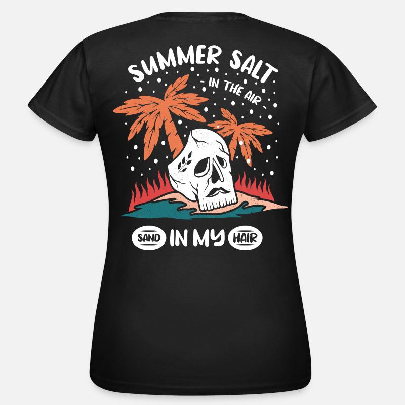 Summery skull design with palm trees - Women's T-Shirt - black