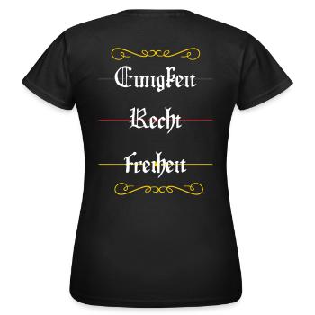 Einigkeit, Recht, Freiheit - Frauen T-Shirt - Schwarz - Hinten - AI Model Female 172 dark (172cm)