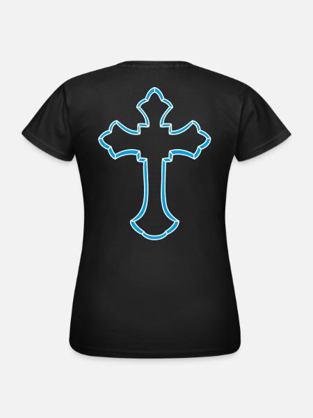 Neon-Kreuz Silhouette - Frauen T-Shirt - Schwarz