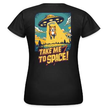 Katze UFO All-Abenteuer - Frauen T-Shirt - Schwarz - Hinten - AI Model Female 172 dark (172cm)