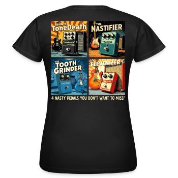 4 imaginary distortion pedals - Women's T-Shirt - black - Back - AI Model Female 172 dark (172cm)