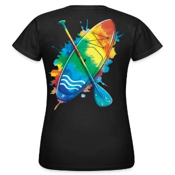 Paddle Board -  Ocean Splash Art sports aquatiques - T-shirt Femme - noir - Dos - AI Model Female 172 dark (172cm)