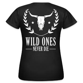 Wildbisonschädel umgeben von Lorbeeren - Frauen T-Shirt - Schwarz - Hinten - AI Model Female 172 dark (172cm)