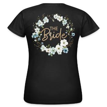 La couronne florale blanche bleue de la mariée - T-shirt Femme - noir - Dos - AI Model Female 172 dark (172cm)