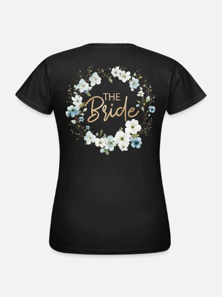 The Bride Weiss Blau Blumenkranz - Frauen T-Shirt - Schwarz