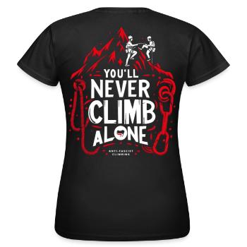 Du wirst niemals allein klettern - Frauen T-Shirt - Schwarz - Hinten - AI Model Female 172 dark (172cm)
