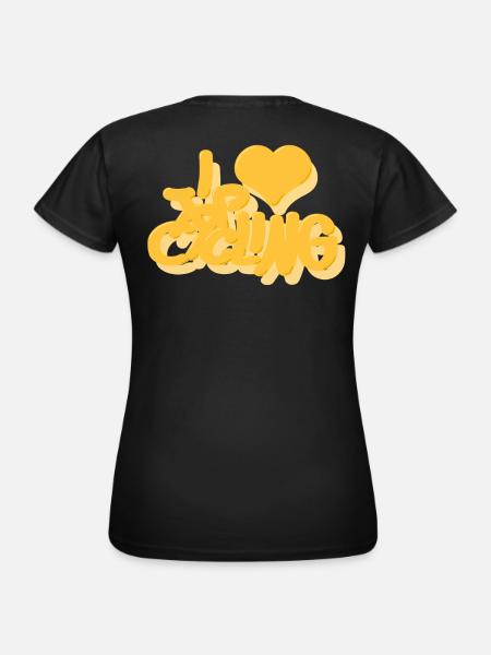 I_love_Cycling_gelb - Frauen T-Shirt - Schwarz