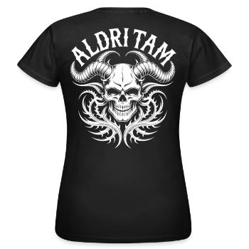Gehörnter Schädel Inferno - Frauen T-Shirt - Schwarz - Hinten - AI Model Female 172 dark (172cm)
