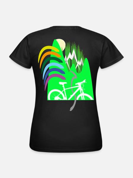 Fahrradpfad Berge Regenbogen - Frauen T-Shirt - Schwarz
