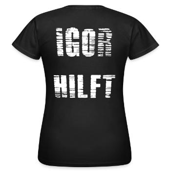 Igor helps - Women's T-Shirt - black - Back - AI Model Female 172 dark (172cm)