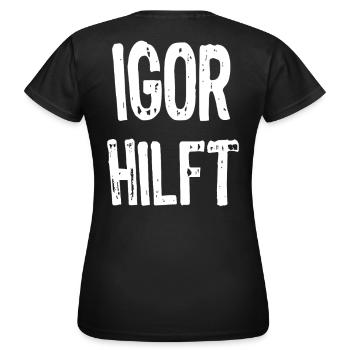Igor helps - Women's T-Shirt - black - Back - AI Model Female 172 dark (172cm)