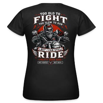 Old School Skeleton Rider - Frauen T-Shirt - Schwarz - Hinten - AI Model Female 172 dark (172cm)