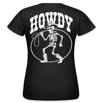Howdy Skeleton Cowboy Lineart - T-shirt Femme - noir - Dos - AI Model Female 172 dark (172cm)
