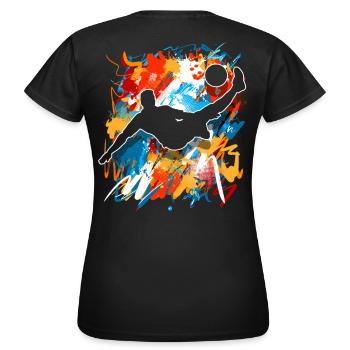 Fußball - Frauen T-Shirt - Schwarz - Hinten - AI Model Female 172 dark (172cm)