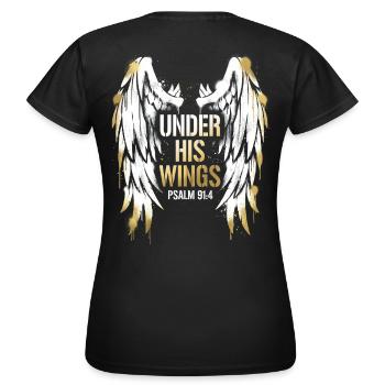 Sous ses ailes - Psaume 91:4 - Art streetwear - T-shirt Femme - noir - Dos - AI Model Female 172 dark (172cm)