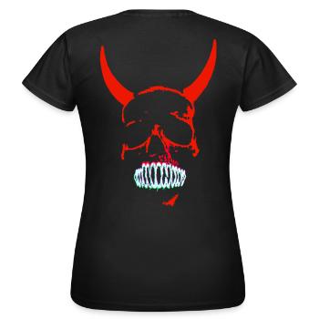 Néon du Crâne Démoniaque Rouge - T-shirt Femme - noir - Dos - AI Model Female 172 dark (172cm)