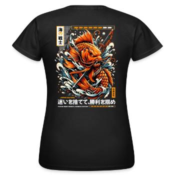 Koi Warrior Achieve Victory - Frauen T-Shirt - Schwarz - Hinten - AI Model Female 172 dark (172cm)