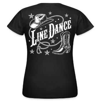 Line Dance Cowboy Flair - Frauen T-Shirt - Schwarz - Hinten - AI Model Female 172 dark (172cm)