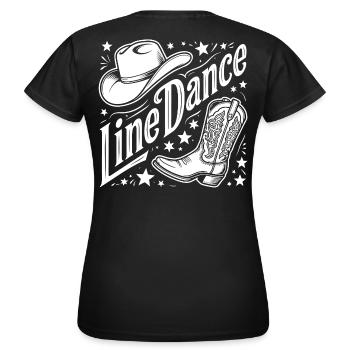 Line Dance Western Logo - Frauen T-Shirt - Schwarz - Hinten - AI Model Female 172 dark (172cm)