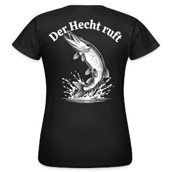 Der Hecht ruft – Spritzige Pike Illustration - Frauen T-Shirt - Schwarz - Hinten - AI Model Female 172 dark (172cm)