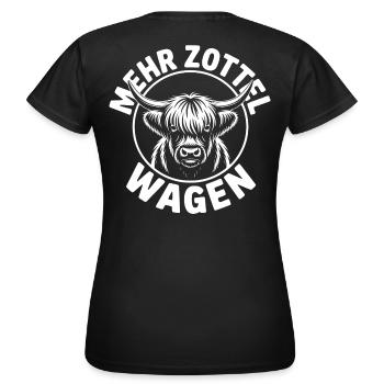 Mehr Zottel wagen - Highlands - Frauen T-Shirt - Schwarz - Hinten - AI Model Female 172 dark (172cm)